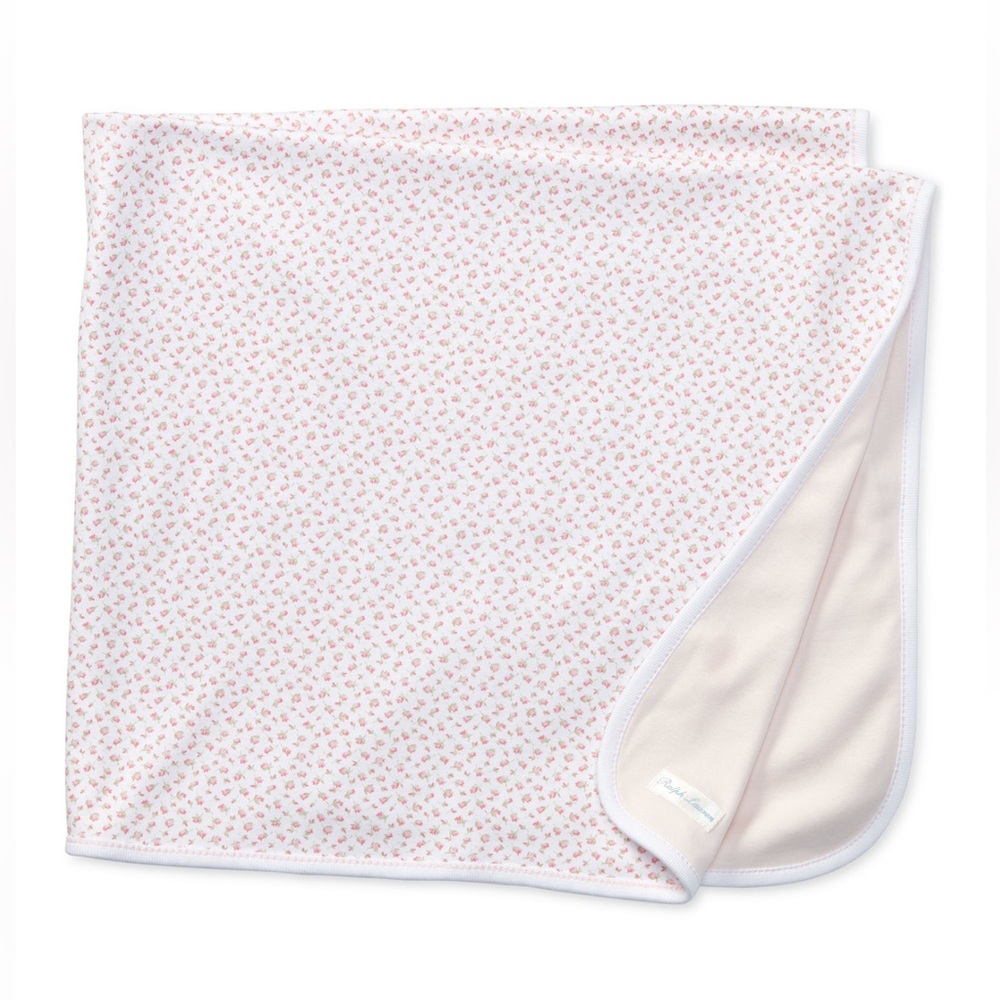 Ralph Lauren Baby Girls Reversible Floral Cotton Blanket